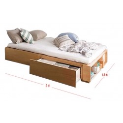 Giường ngủ đôi 1m6x2m có ngăn kéo và kệ sách GCN11