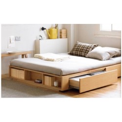 Giường ngủ gỗ công nghiệp 1m4x2m có ngăn kéo và kệ sách GCN12