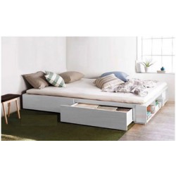 Giường ngủ gỗ đôi 1m8x2m có ngăn kéo và kệ sách GCN13