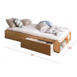 Giường gỗ 1m2x2m có ngăn kéo và kệ sách giá rẻ GCN14
