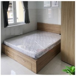 Giường gỗ đơn 1m4x2m có ngăn kéo cuối giường GCN16