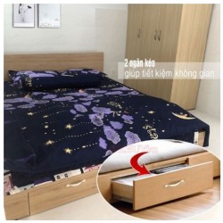 Giường gỗ ngủ đôi 1m8 có ngăn kéo GCN18