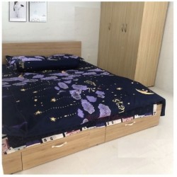Giường gỗ ngủ đôi 1m8 có ngăn kéo GCN18