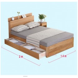 Giường ngủ đơn gỗ công nghiệp 1m4 có ngăn và kệ đầu giường GCN24