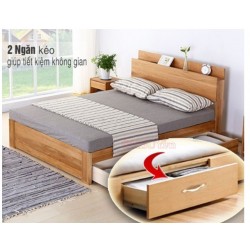 Giường ngủ đơn gỗ công nghiệp 1m2 có ngăn và kệ đầu giường GCN23
