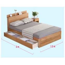 Giường ngủ đơn gỗ công nghiệp 1m2 có ngăn và kệ đầu giường GCN23