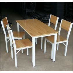 Bộ bàn ghế ăn khung sắt mặt gỗ BQA21