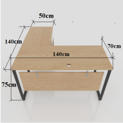 Bàn gỗ văn phòng, bàn làm chữ L việc khung sắt mặt gỗ BCL03