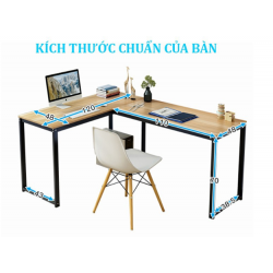 Bàn gỗ văn phòng, bàn làm việc chữ L việc khung sắt mặt gỗ BCL01