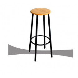 Ghế tròn cao quán bar chân sắt mặt gỗ BAR02