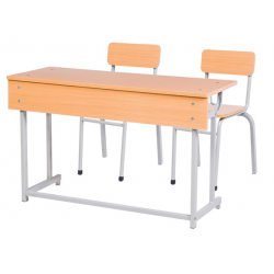 Bộ bàn ghế gỗ học sinh khung thép BHS109-3