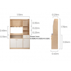 Tủ kệ gỗ hiện đại để đồ dùng phòng ăn nhà bếp TUBEP01