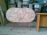 Bàn ăn gấp hình ovan mặt gỗ giả vân đá kích thước 120x70cm
