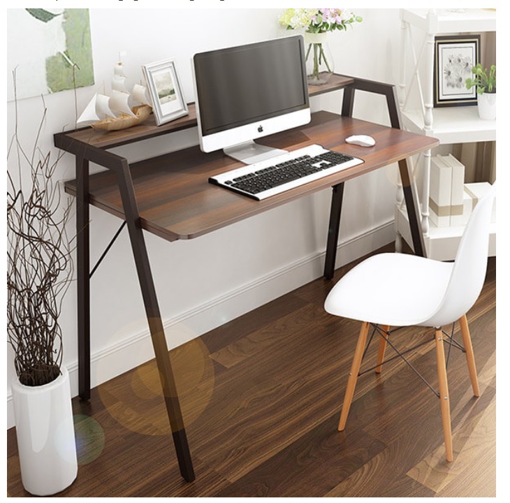 Bàn học sinh liền giá sách chân sắt mặt gỗ BSK04
