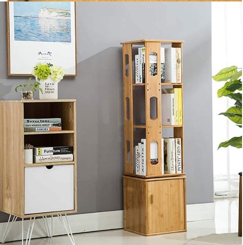 Kệ sách xoay 360 độ 3 tầng gỗ cao su KSG180