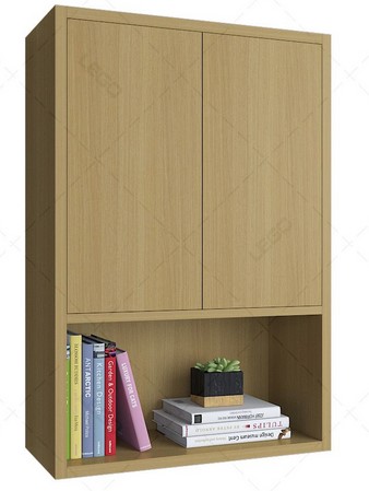 Kệ gỗ treo tường 3 ngăn 2 cánh mở để sách KTT39