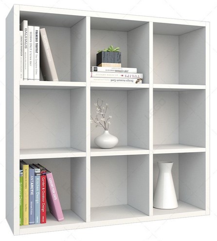 Kệ gỗ treo tường 3 tầng 9 ô để sách KTT48