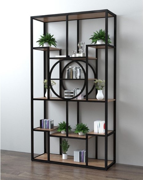 Tủ kệ gỗ khung sắt đựng sách trang trí KSG201