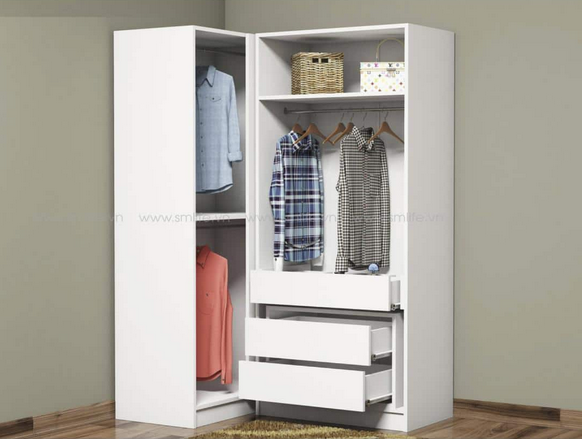 Tủ áo gỗ kiểu góc phong cách hiện đại TQA89