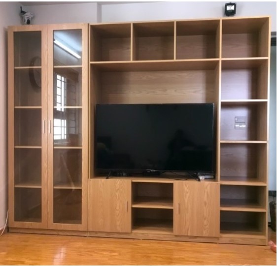 Kệ tivi kết hợp tủ kệ gỗ để đồ trang trí phòng khách gia đình KST80